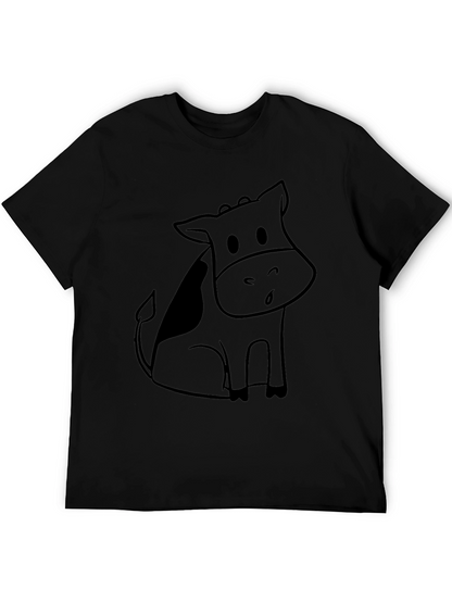 Black Cartoon Cow Graphic Tee