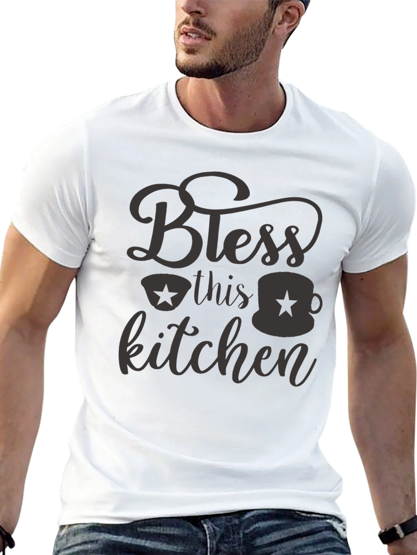 Bless this Kitchen Black Graphic Tee Shirt