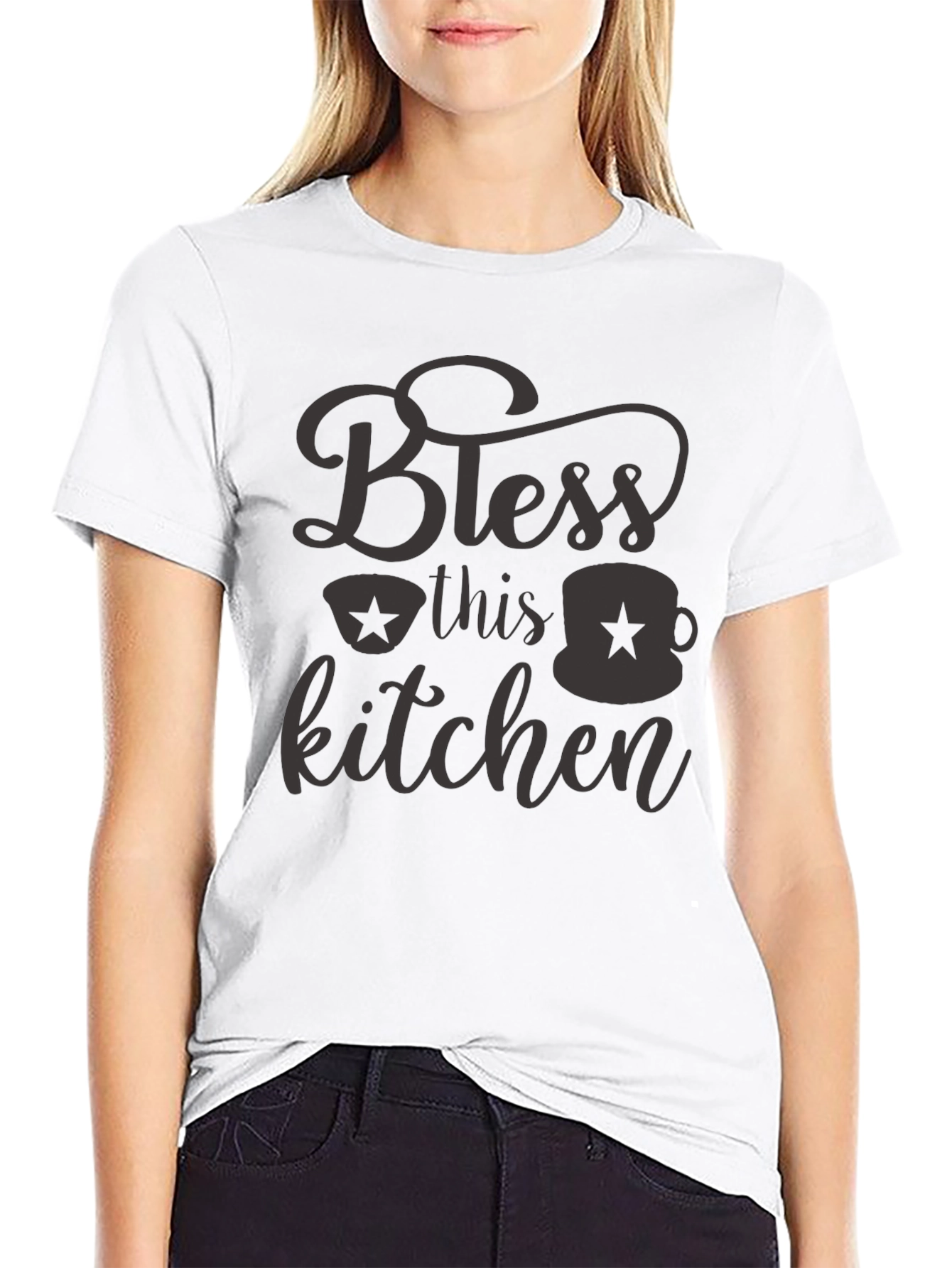 Bless this Kitchen Black Graphic Tee Shirt