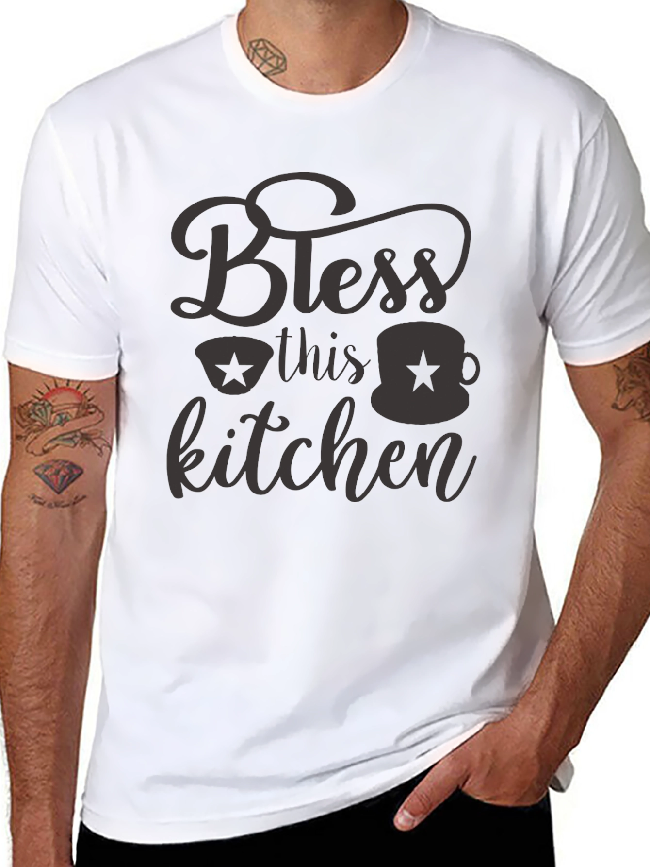 Bless this Kitchen Black Graphic Tee Shirt