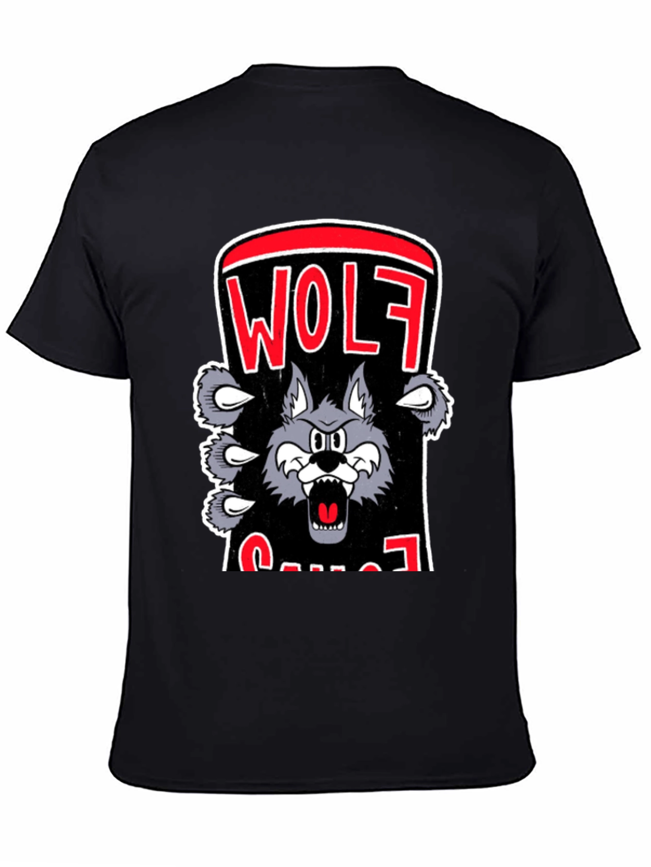 Wolf Cartoon Graphic Print T-Shirt