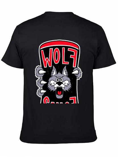 Wolf Cartoon Graphic Print T-Shirt