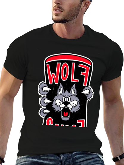 Wolf Cartoon Graphic Print T-Shirt