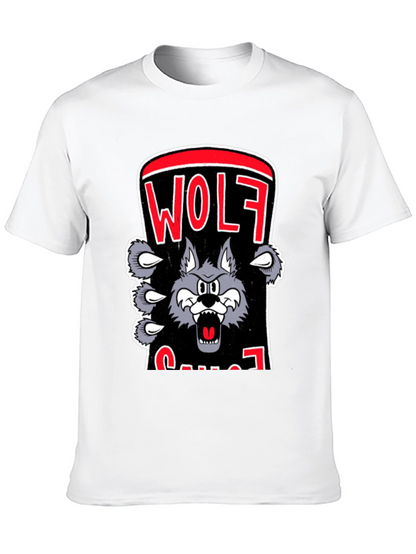Wolf Cartoon Graphic Print T-Shirt