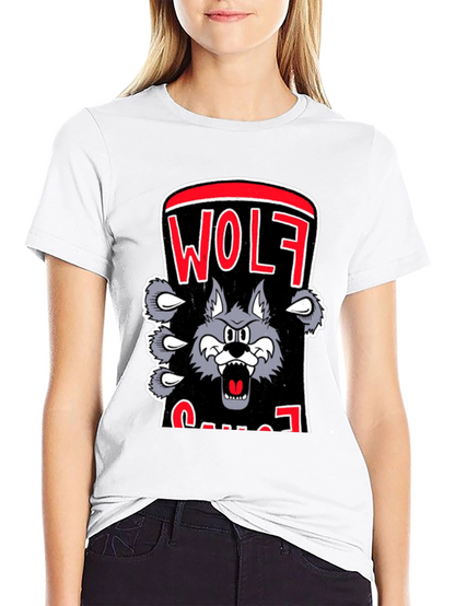 Wolf Cartoon Graphic Print T-Shirt