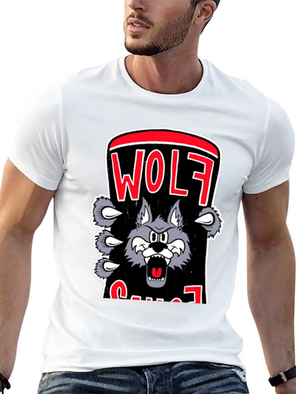 Wolf Cartoon Graphic Print T-Shirt
