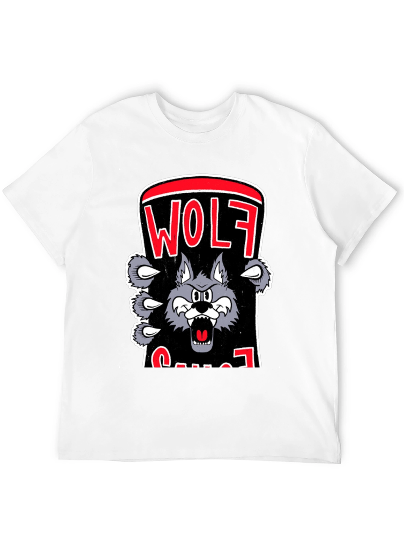 Wolf Cartoon Graphic Print T-Shirt