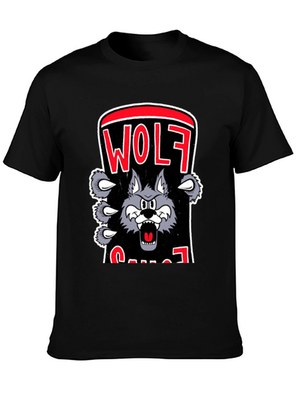 Wolf Cartoon Graphic Print T-Shirt