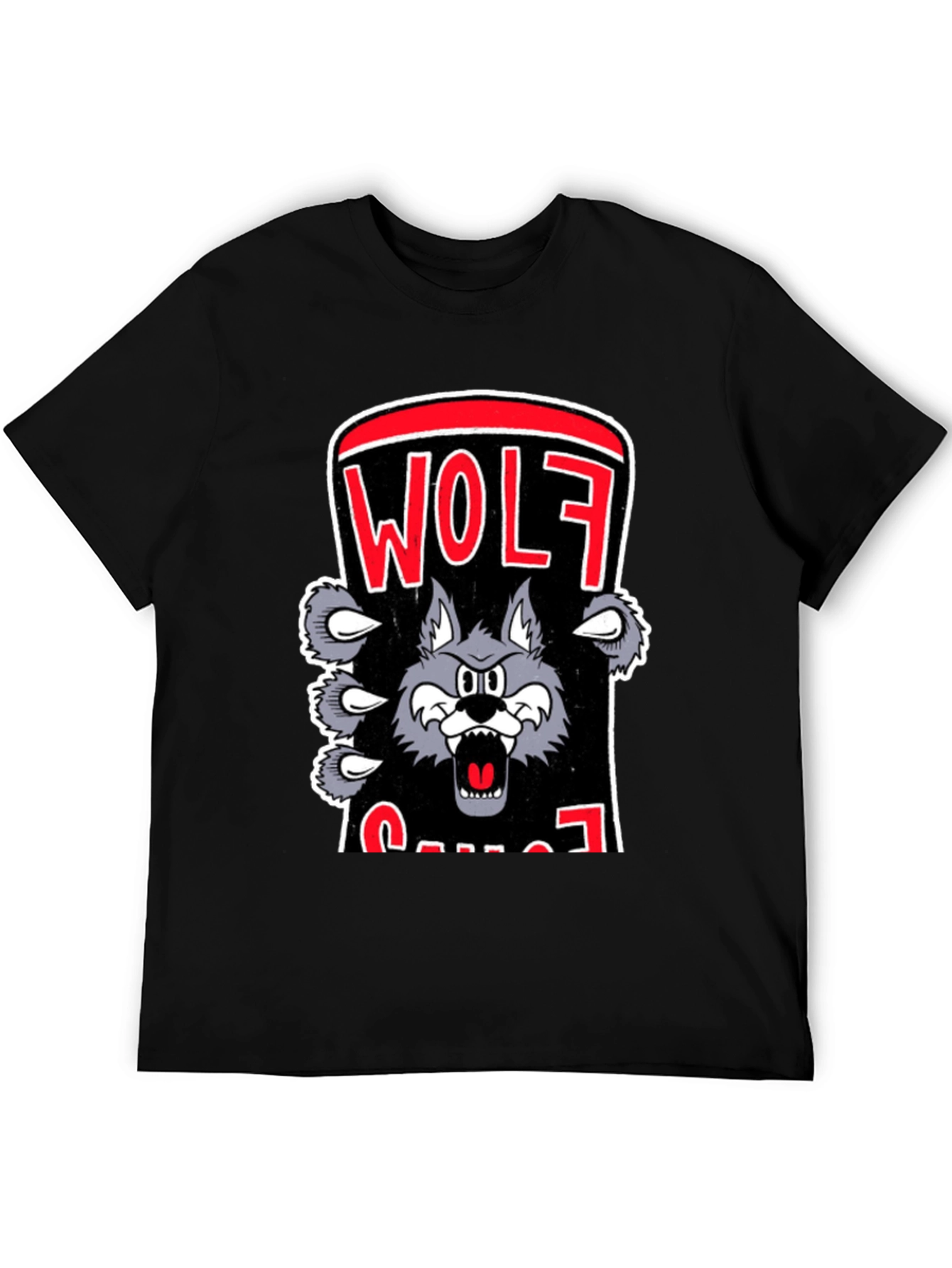 Wolf Cartoon Graphic Print T-Shirt