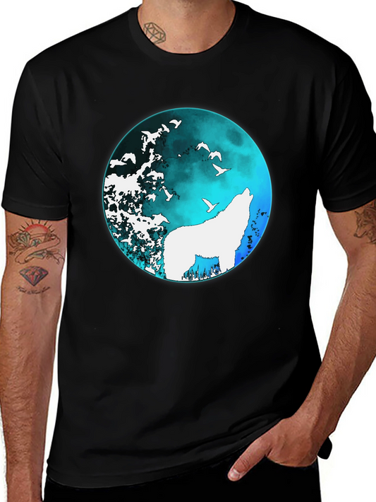 Wolf Moon Graphic Tee - Black Cotton T-Shirt