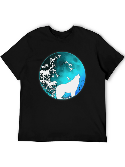 Wolf Moon Graphic Tee - Black Cotton T-Shirt