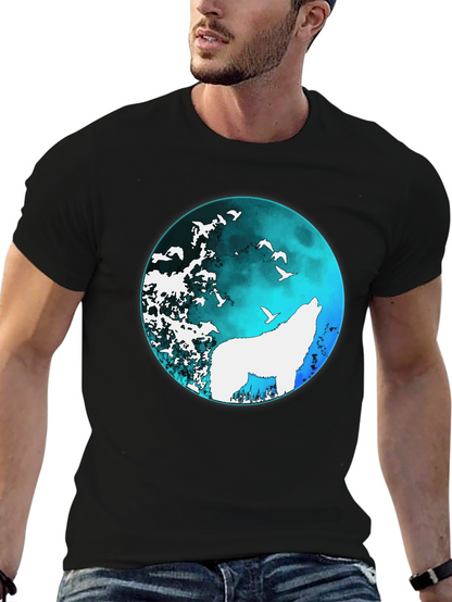 Wolf Moon Graphic Tee - Black Cotton T-Shirt