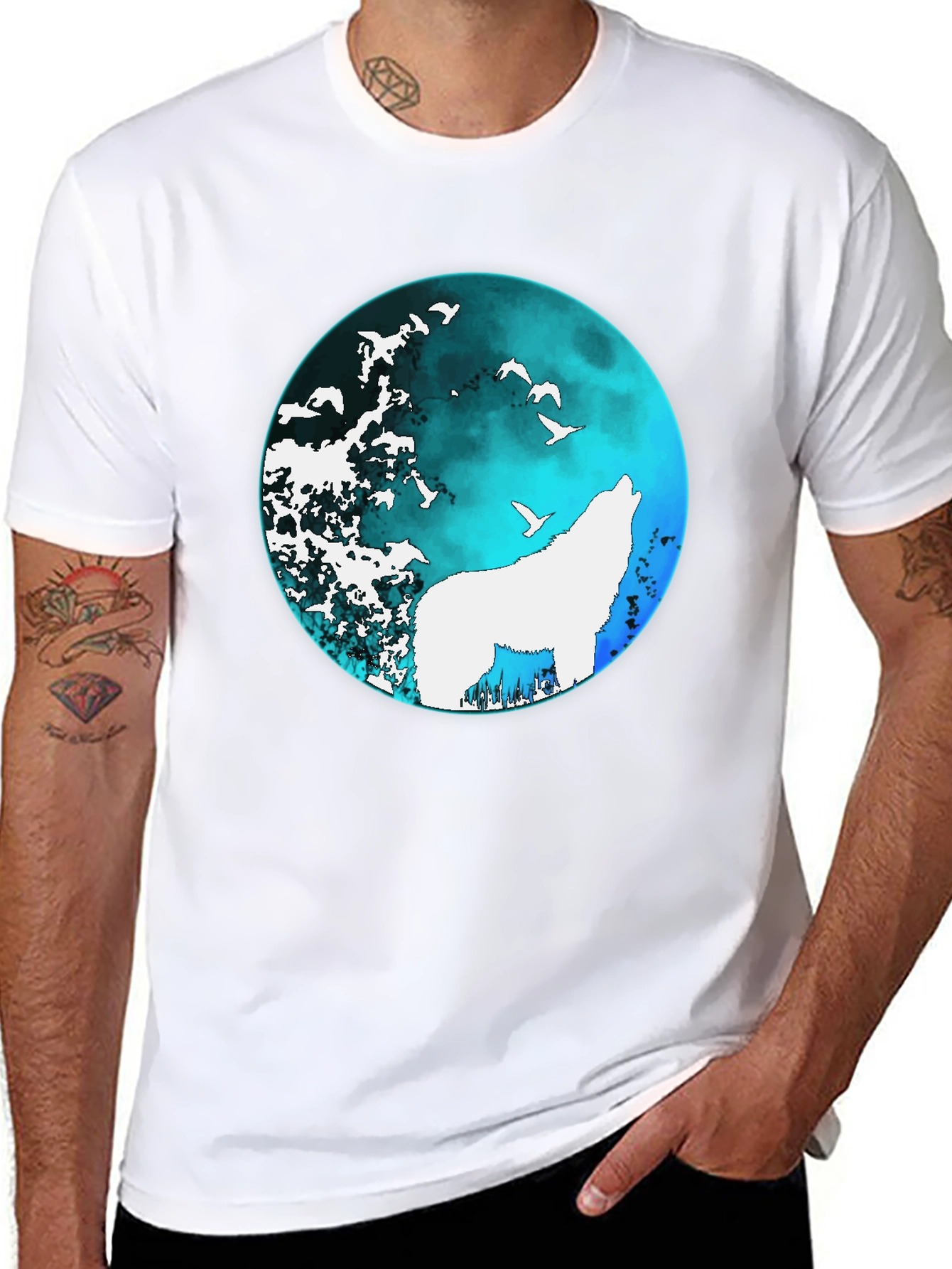 Wolf Moon Graphic Tee - Black Cotton T-Shirt