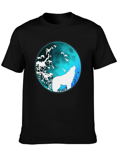 Wolf Moon Graphic Tee - Black Cotton T-Shirt