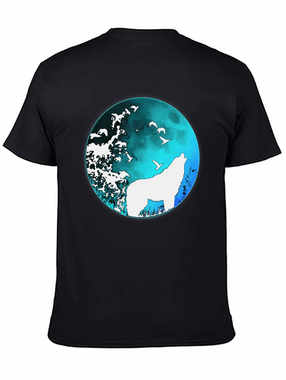 Wolf Moon Graphic Tee - Black Cotton T-Shirt