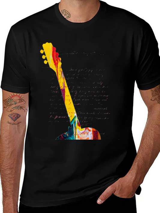 Abstract Guitar Graphic Tee - Bold Artistic Design