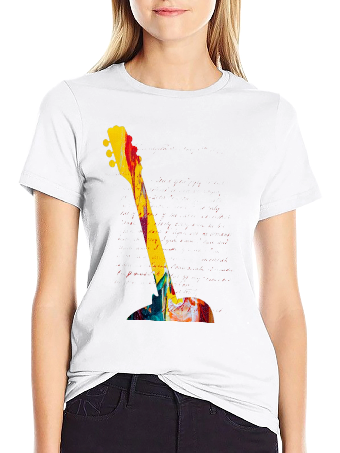 Abstract Guitar Graphic Tee - Bold Artistic Design