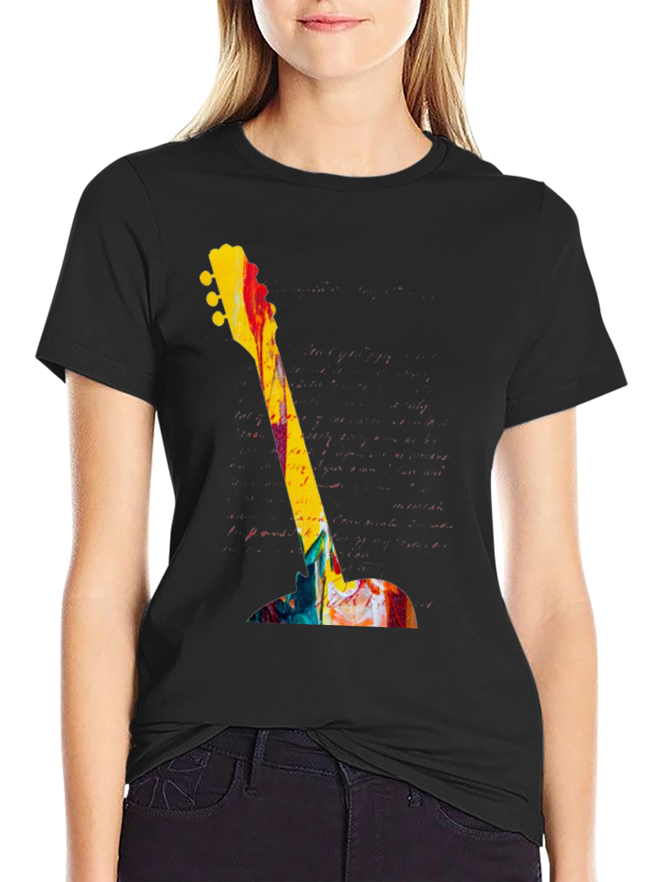 Abstract Guitar Graphic Tee - Bold Artistic Design