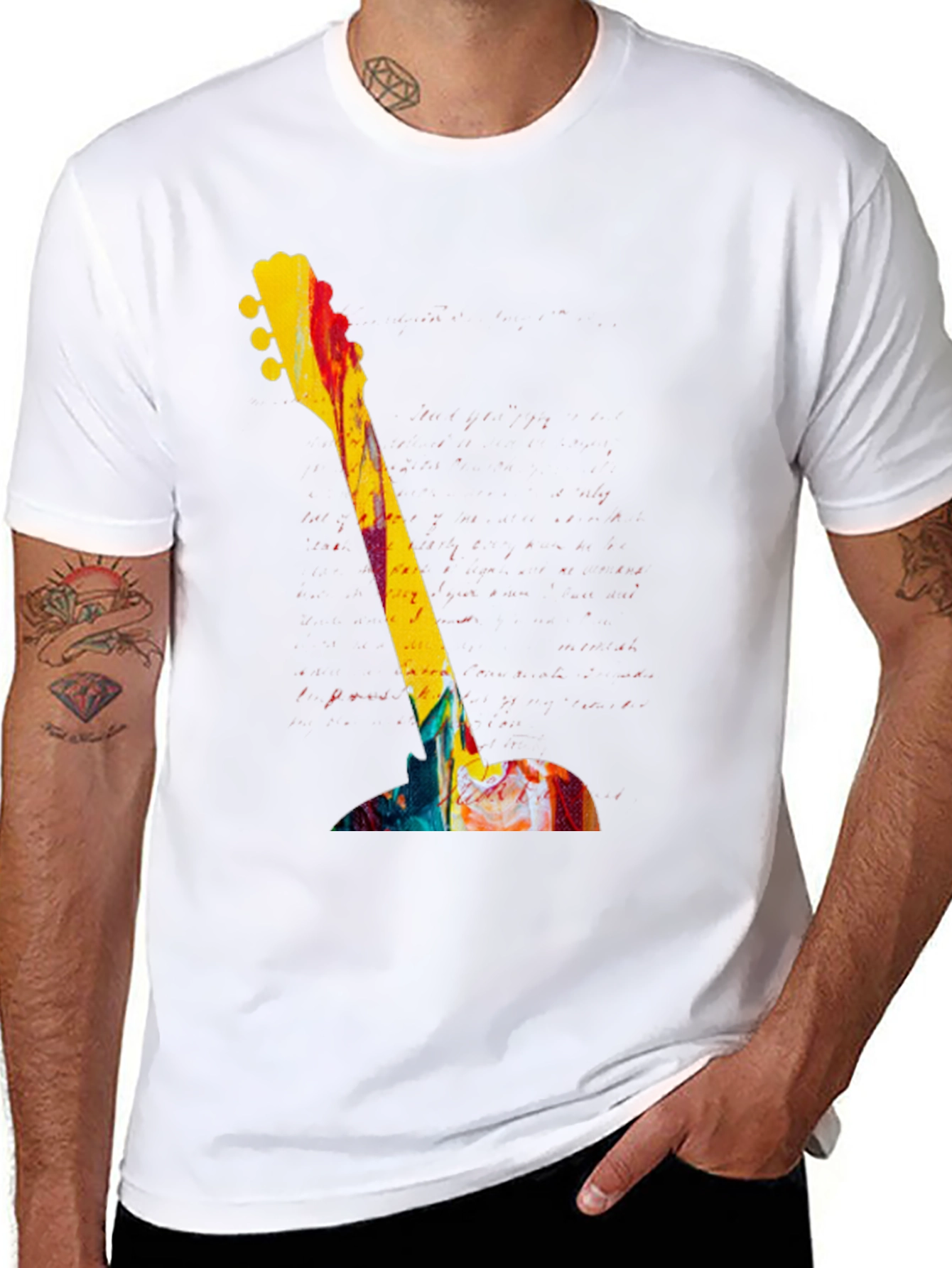 Abstract Guitar Graphic Tee - Bold Artistic Design