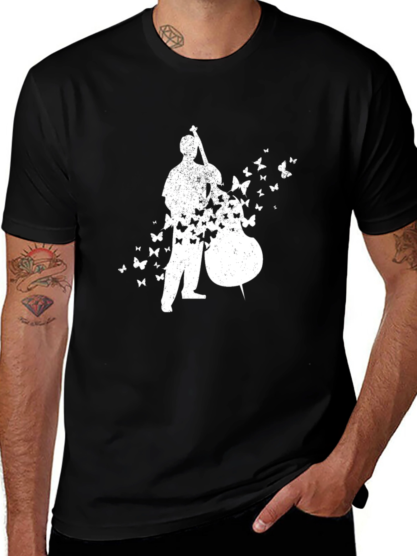 Bass Player Butterfly T-Shirt - Black