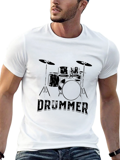 Drummer T-Shirt - Black Drum Kit Design Tee
