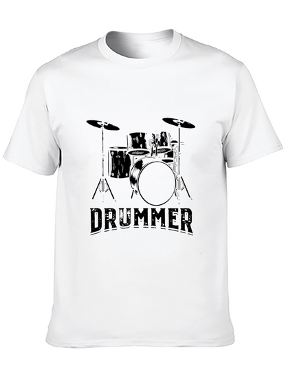 Drummer T-Shirt - Black Drum Kit Design Tee