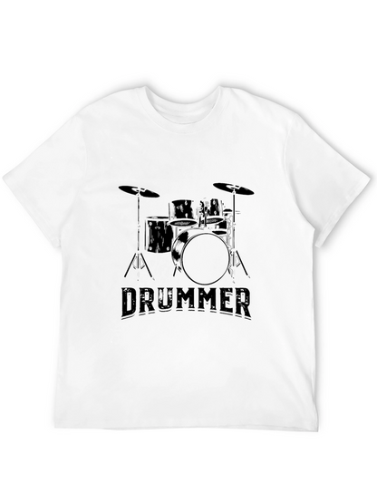 Drummer T-Shirt - Black Drum Kit Design Tee