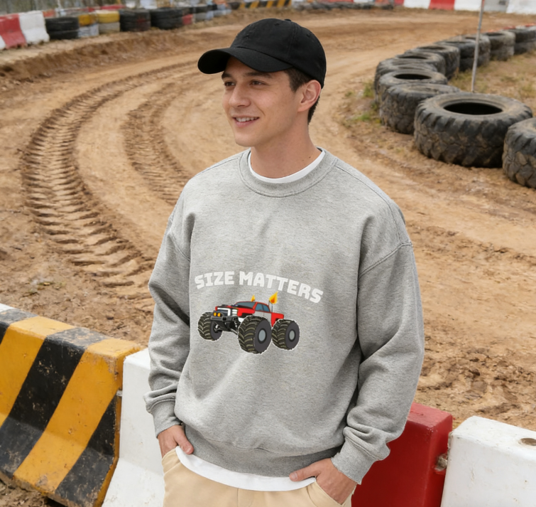 "Size Matters" Monster Truck Graphic Crewneck