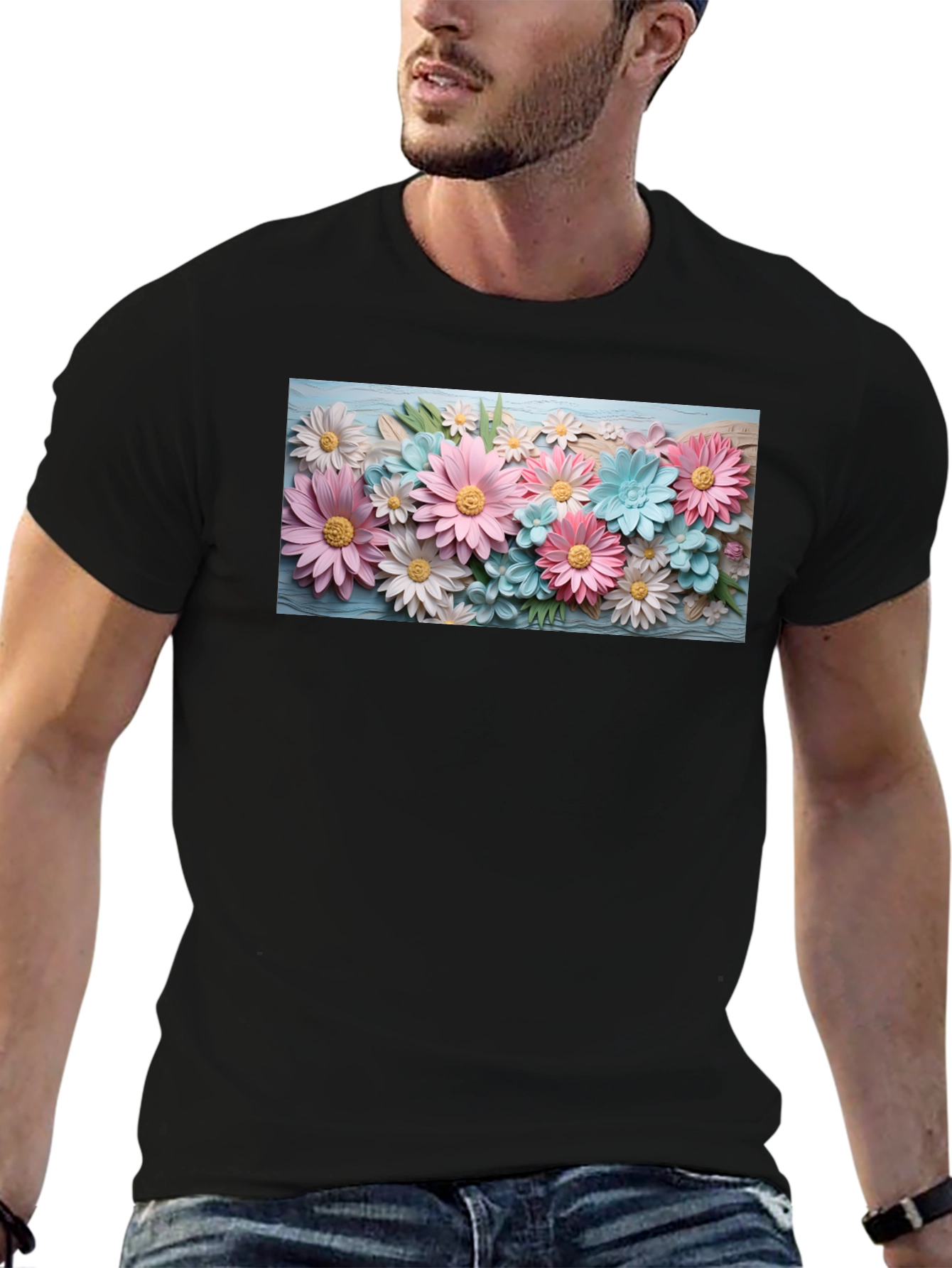Floral Graphic Print Crew Neck T-Shirt
