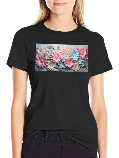 Floral Graphic Print Crew Neck T-Shirt