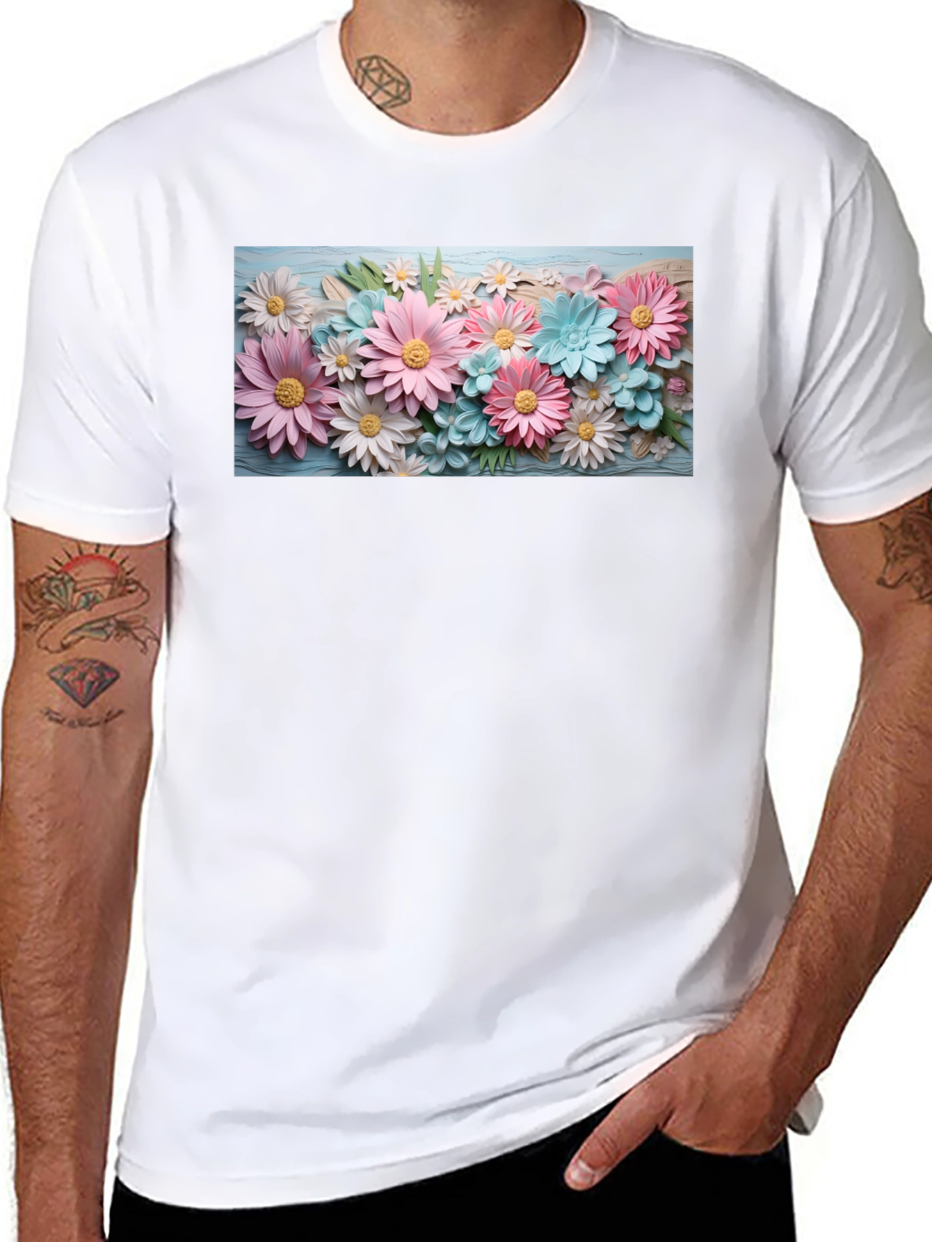 Floral Graphic Print Crew Neck T-Shirt