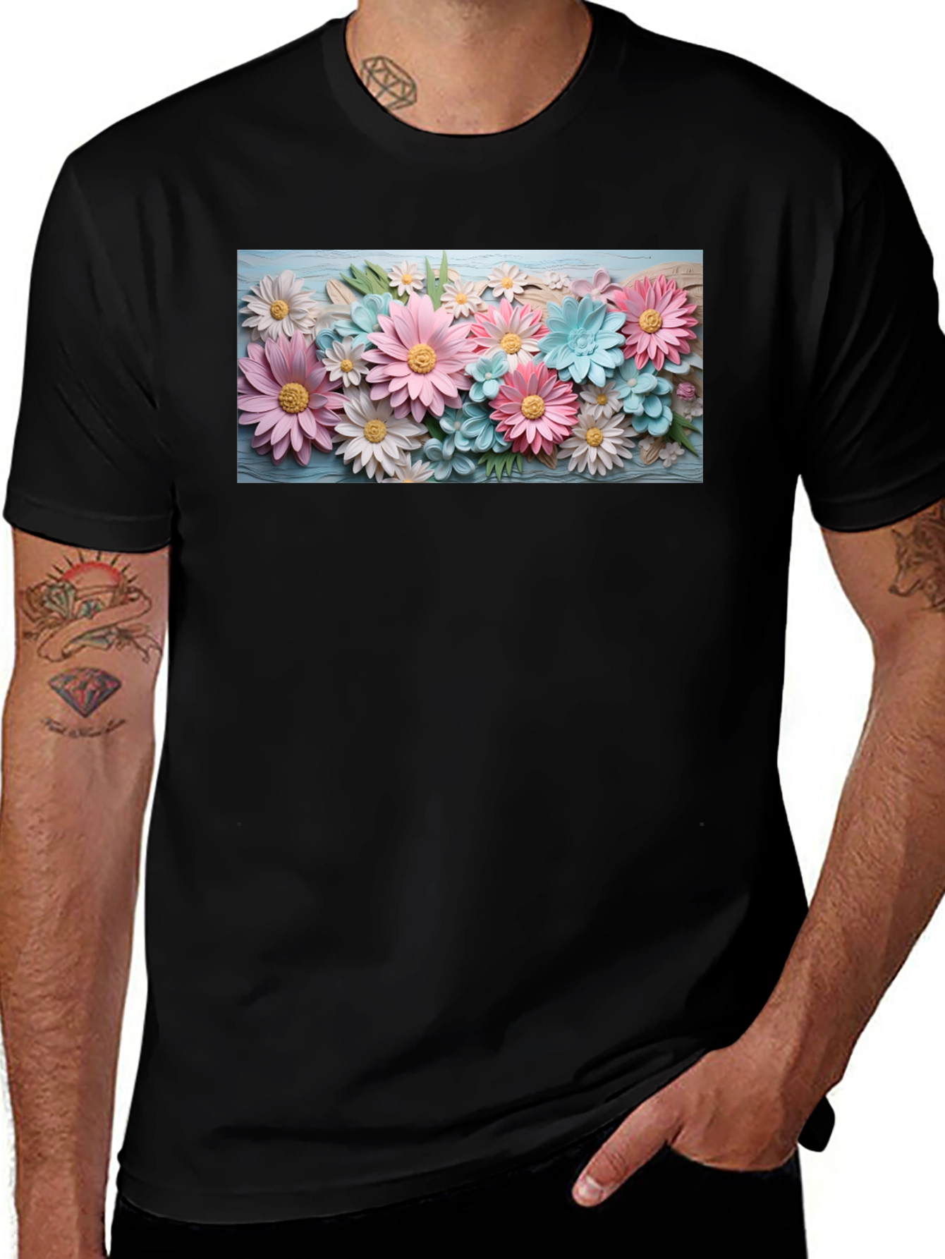 Floral Graphic Print Crew Neck T-Shirt