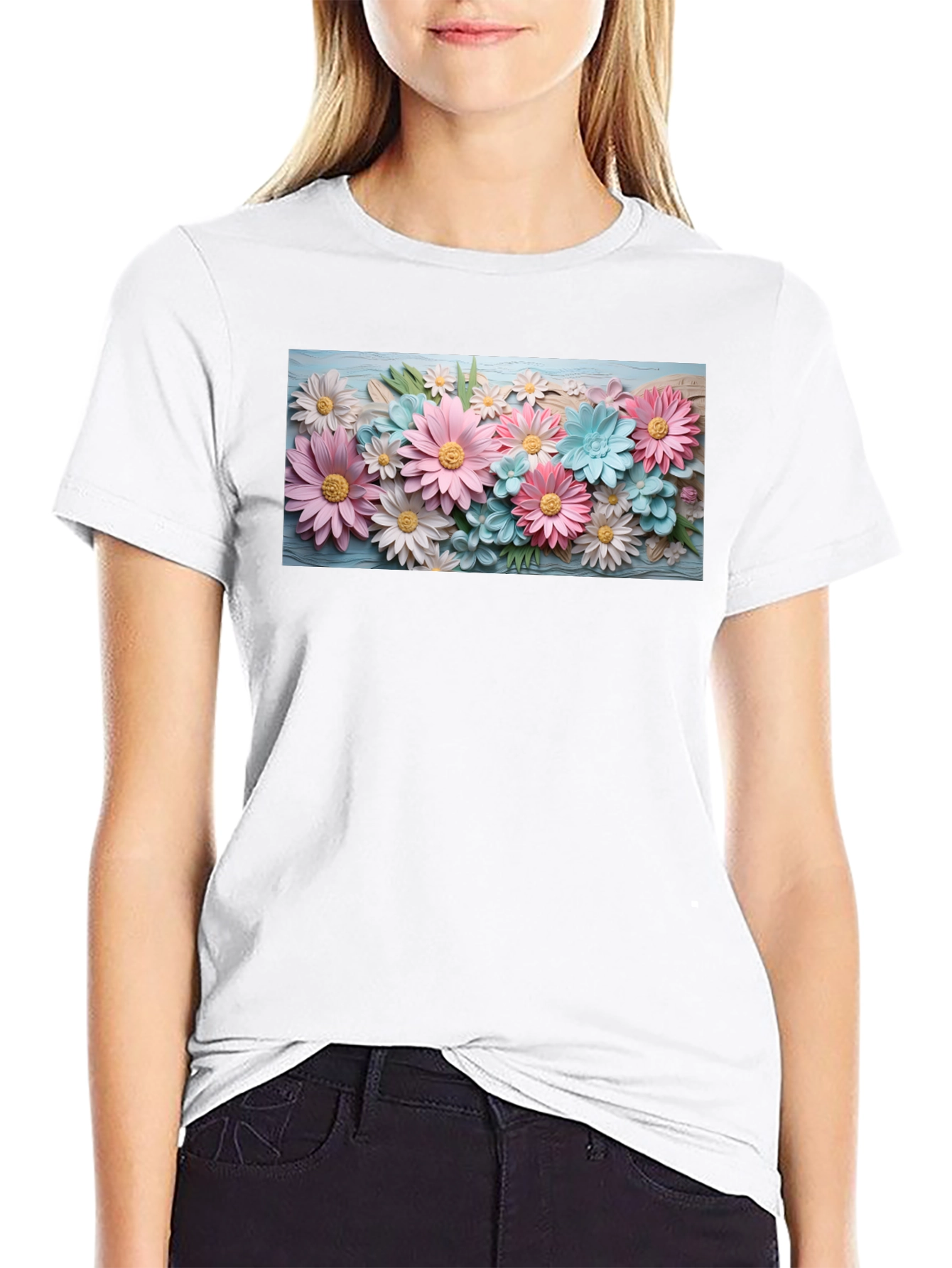 Floral Graphic Print Crew Neck T-Shirt