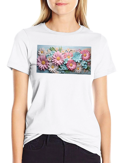 Floral Graphic Print Crew Neck T-Shirt