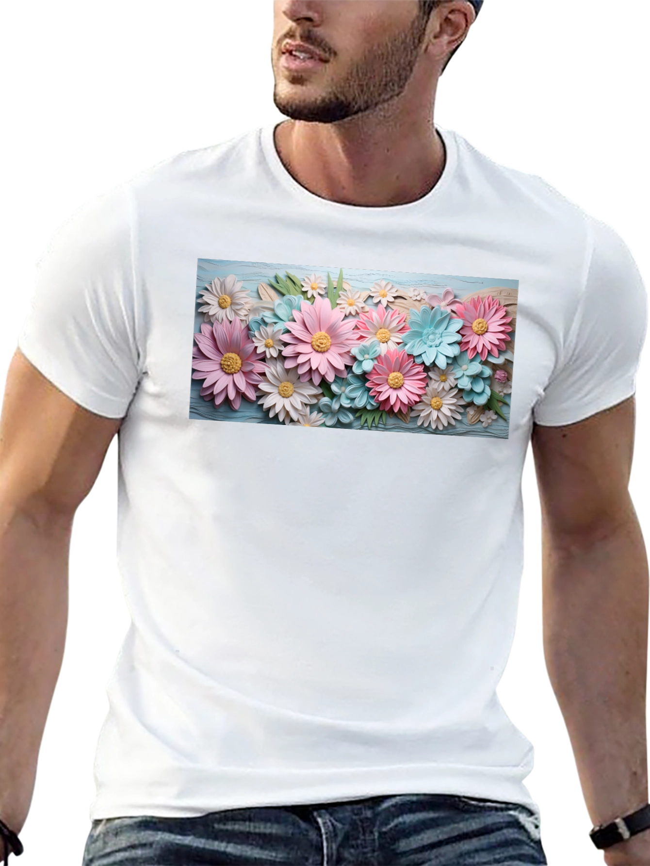 Floral Graphic Print Crew Neck T-Shirt