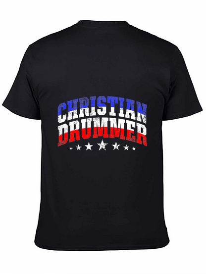 Christian Drummer USA Flag Graphic T-Shirt