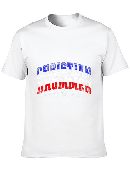 Christian Drummer USA Flag Graphic T-Shirt