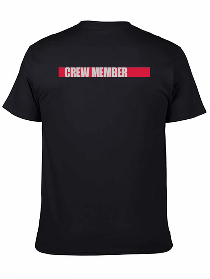 Crew Member Graphic Tee - Black Cotton Casual T-Shirt