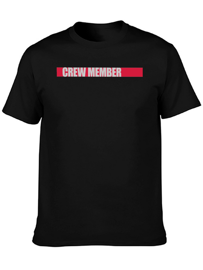 Crew Member Graphic Tee - Black Cotton Casual T-Shirt