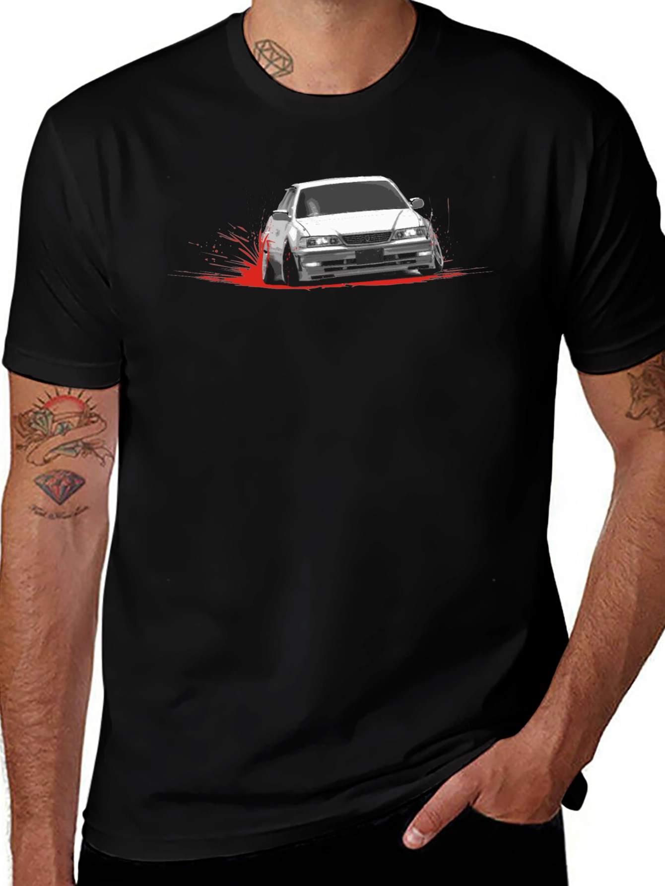 JDM Car Drift T-Shirt -  Mens Black Graphic Tee