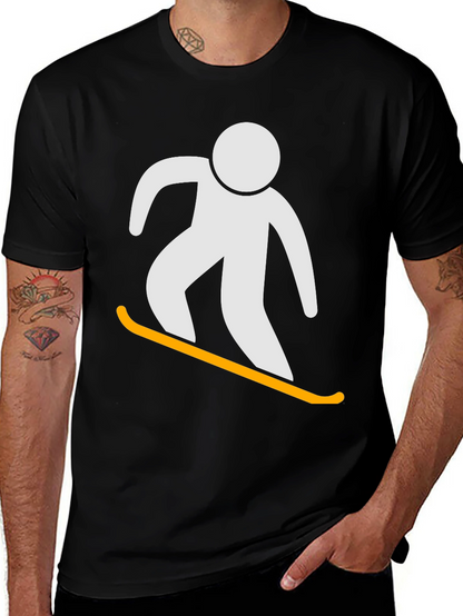 Snowboarder Graphic Tee - Black Cotton T-Shirt