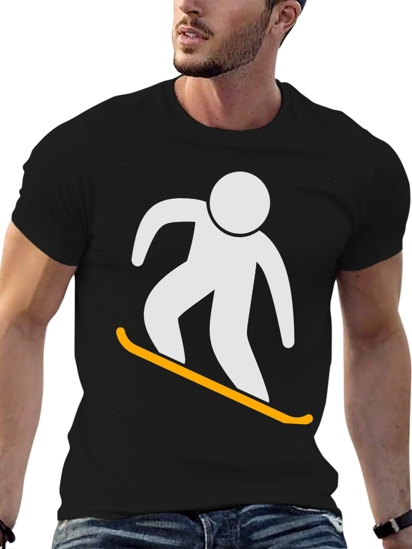 Snowboarder Graphic Tee - Black Cotton T-Shirt