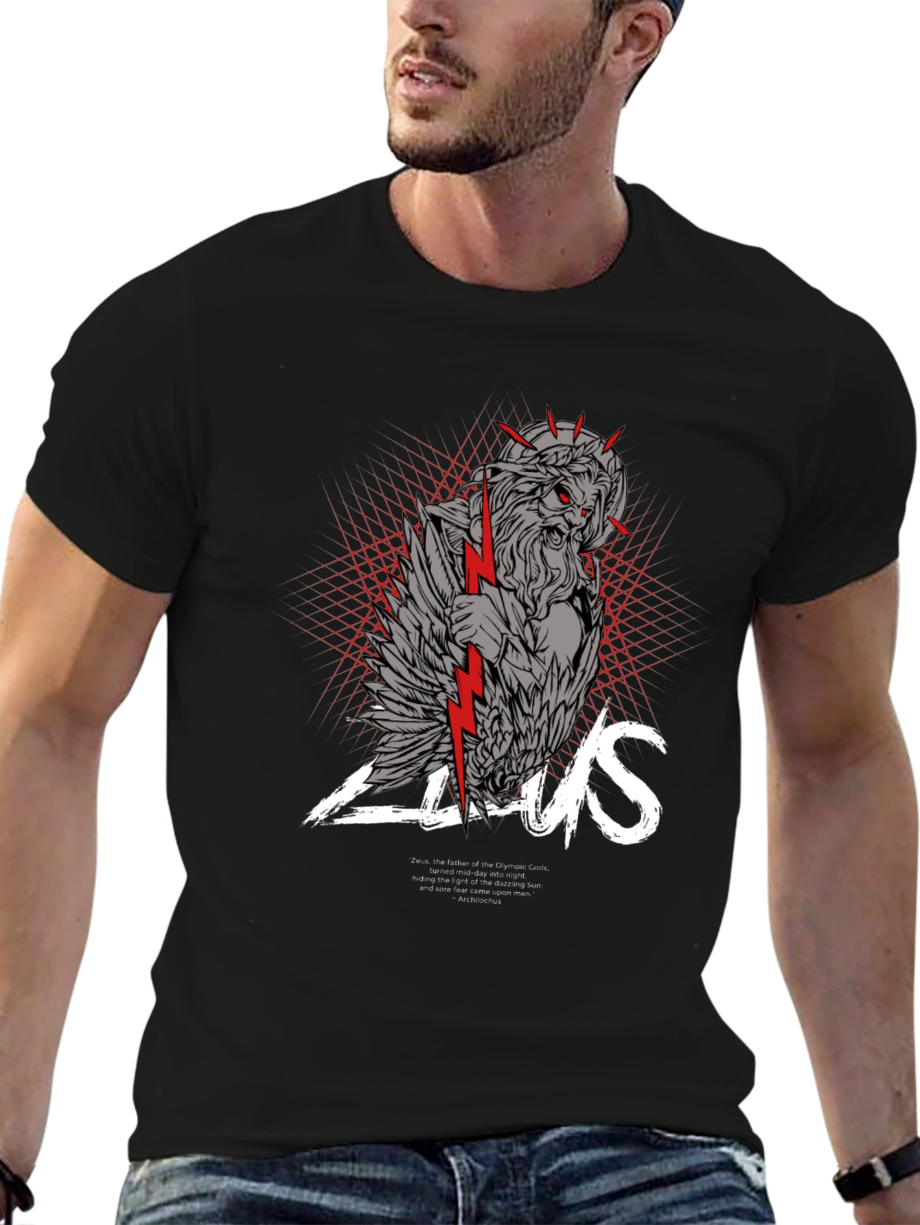 Zeus Graphic Print Black T-Shirt