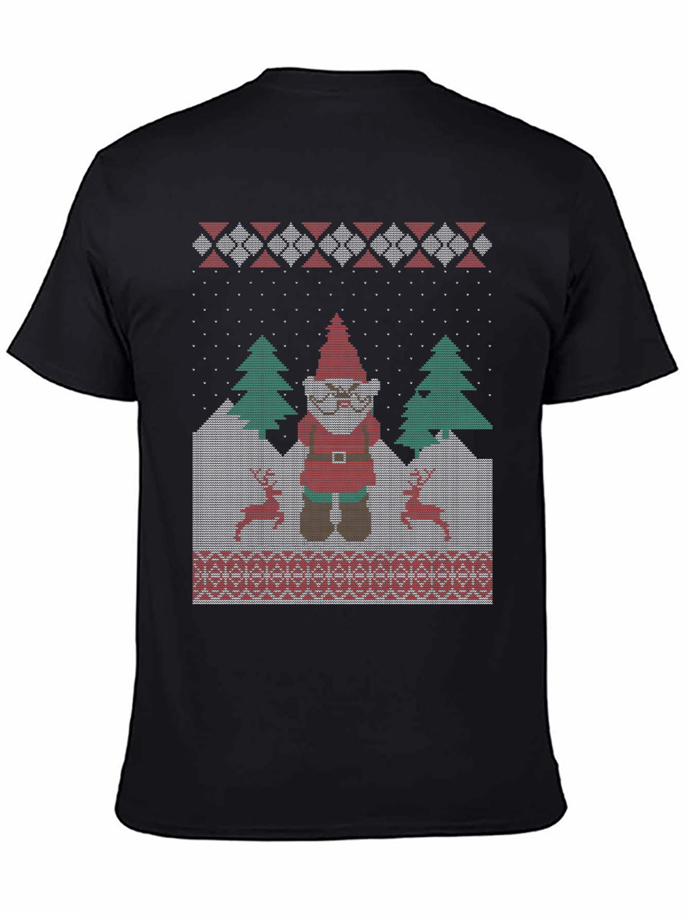 Funny Ugly Christmas Gnome Knitted Style T-Shirt