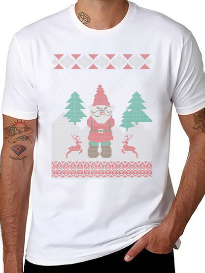 Funny Ugly Christmas Gnome Knitted Style T-Shirt