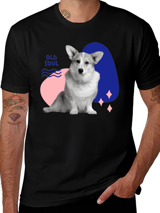Old Soul Corgi Graphic Tee - Black Casual Shirt