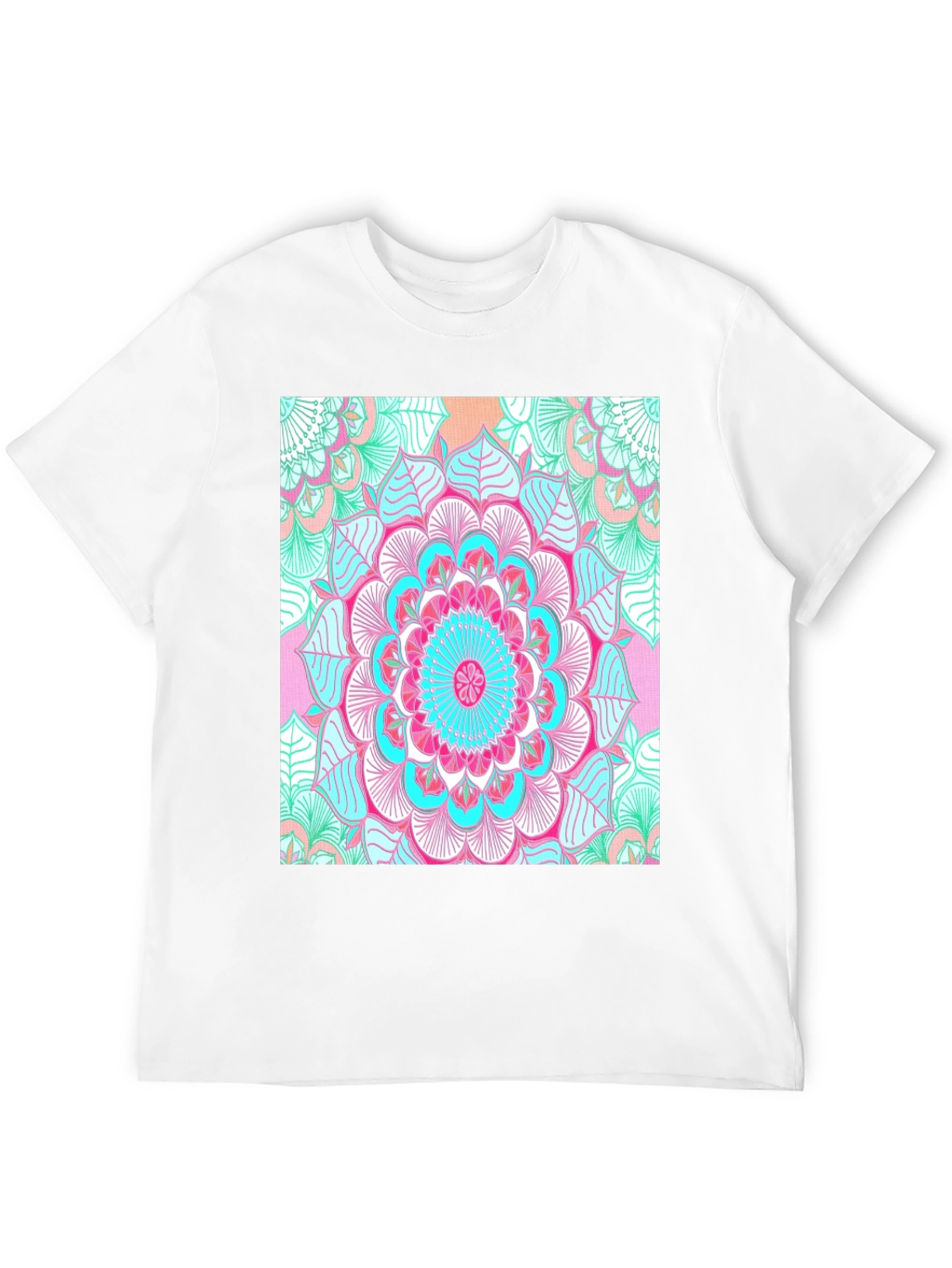 Vibrant Mandala Print Black T-Shirt