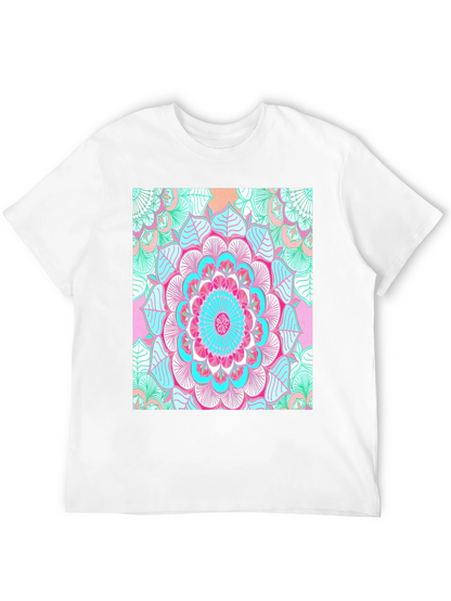 Vibrant Mandala Print Black T-Shirt