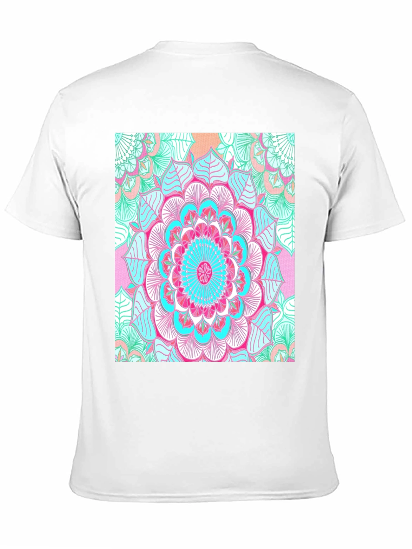Vibrant Mandala Print Black T-Shirt