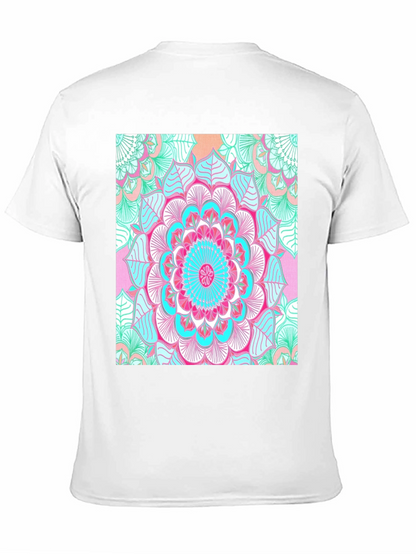 Vibrant Mandala Print Black T-Shirt